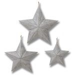 14739 Set of 3 Large Silver Grey Stars