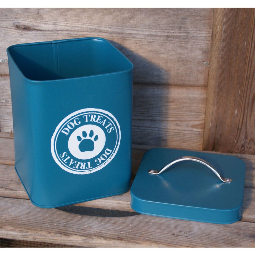 Teal Cream Dog Food Storage Tin Interior Flair