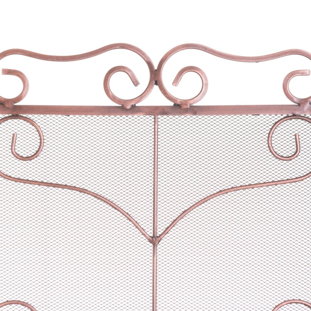 20057-a Large Copper Ornate Fireplace Fire Screen
