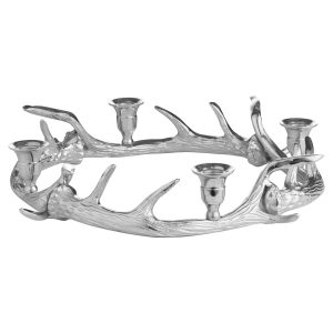 20085 Silver Stag Antler Round Candelabra