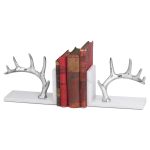 20259 Silver Antler White Stone Bookends