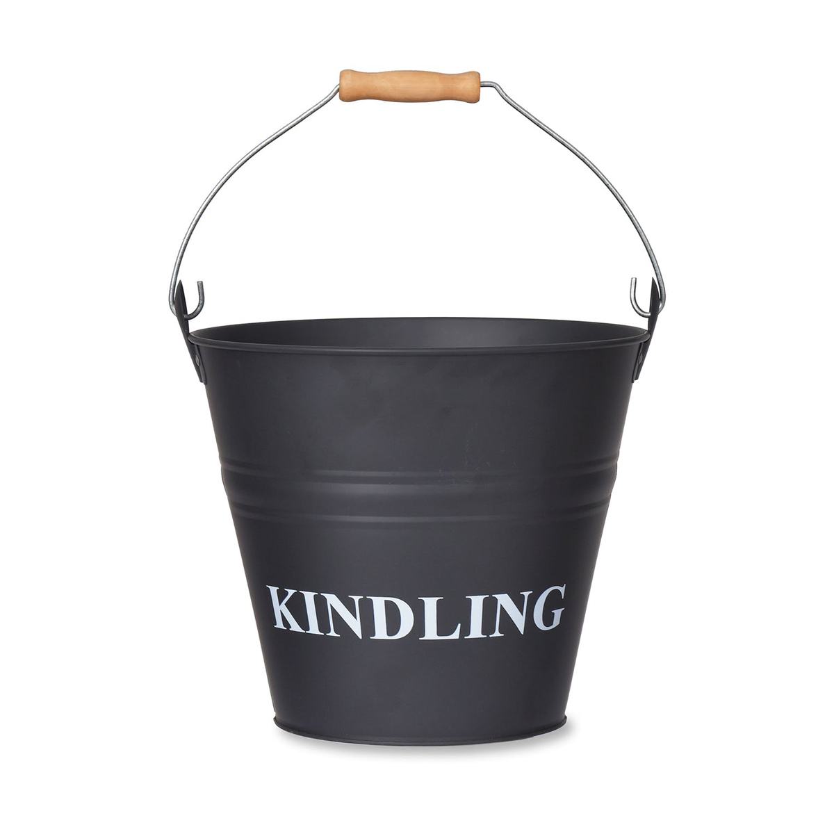 BUCN02_b Grey Fireplace Kindling Bucket with Lid Interior Flair