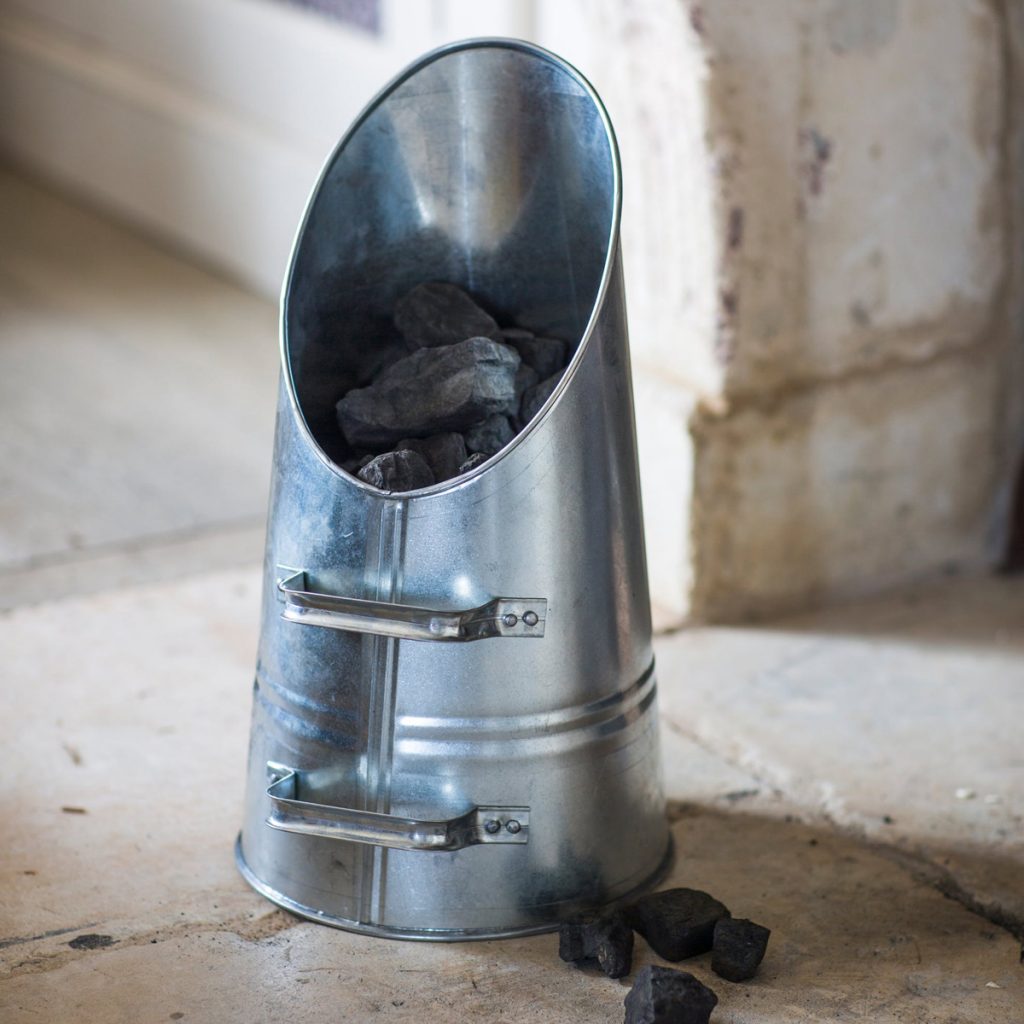 CSGA01_a Silver Galvanised Steel Fireplace Coal Scuttle Interior Flair