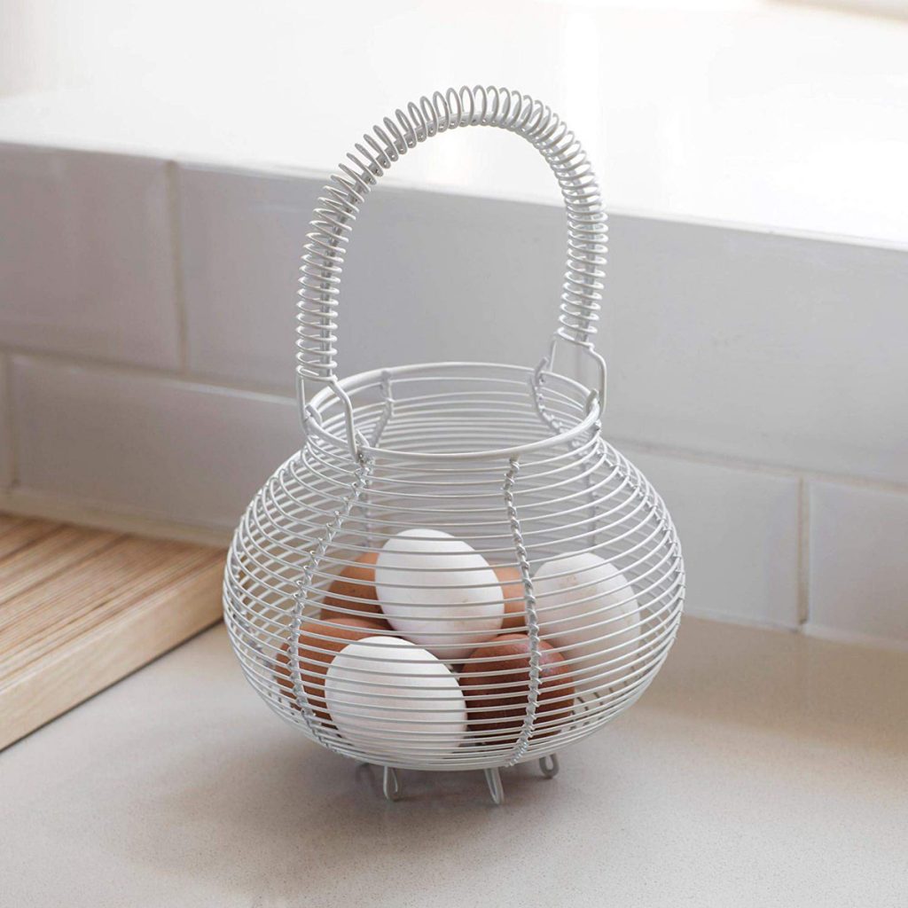 Country Pale Grey Wire Egg Basket Interior Flair