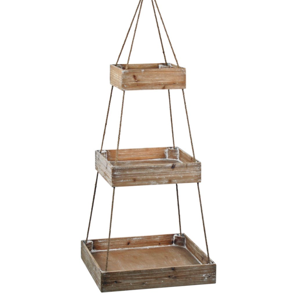 Set of 3 Hanging Display Wood Trays Interior Flair