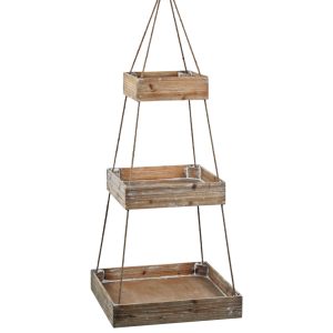 1657 Set of 3 Hanging Display Wood Trays