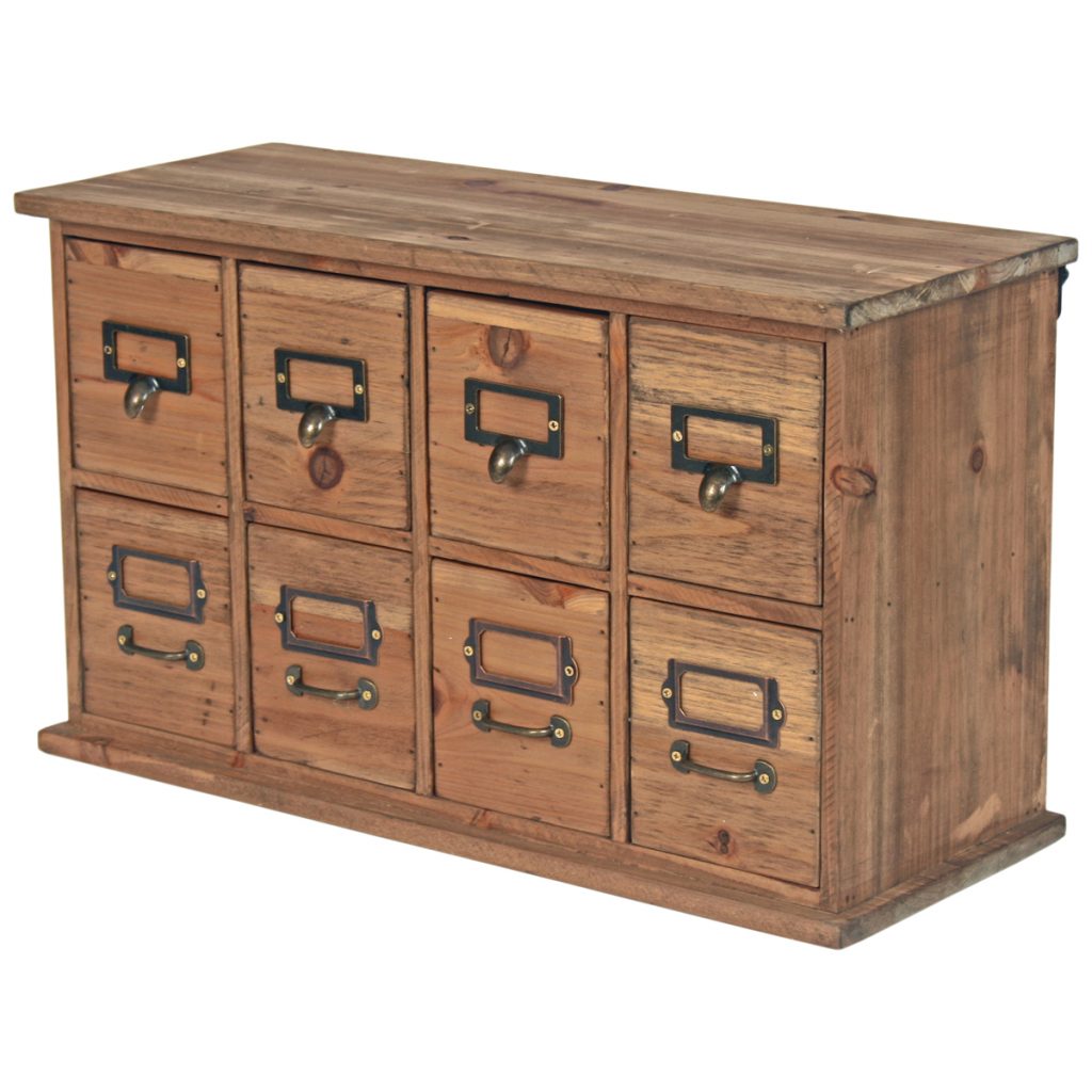 1678 Vintage Brown 8 Drawer Cabinet