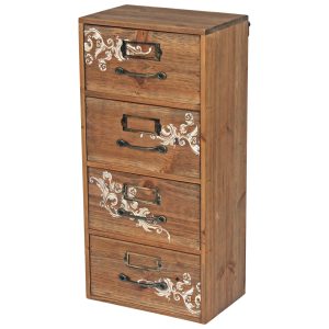 1680 Vintage White Brown 4 Drawer Cabinet