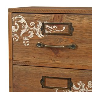 1680_1 Vintage White Brown 4 Drawer Cabinet