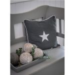 17AW36 Grey Silver Star Piped Cushion