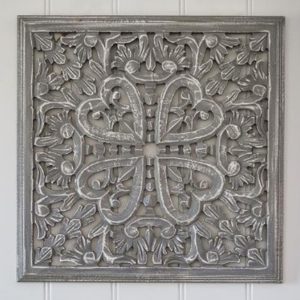 18SS104 a Hand Carved Grey Heart Wall Panel