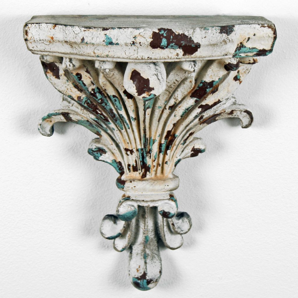 1938 Vintage White Wall Sconce Shelf