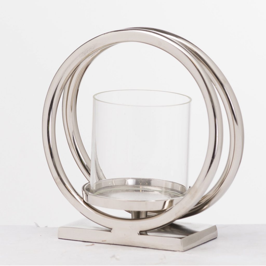 20656 Twin Loop Silver Candle Holder
