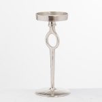 20658 Textured Silver Metal Candle Stand
