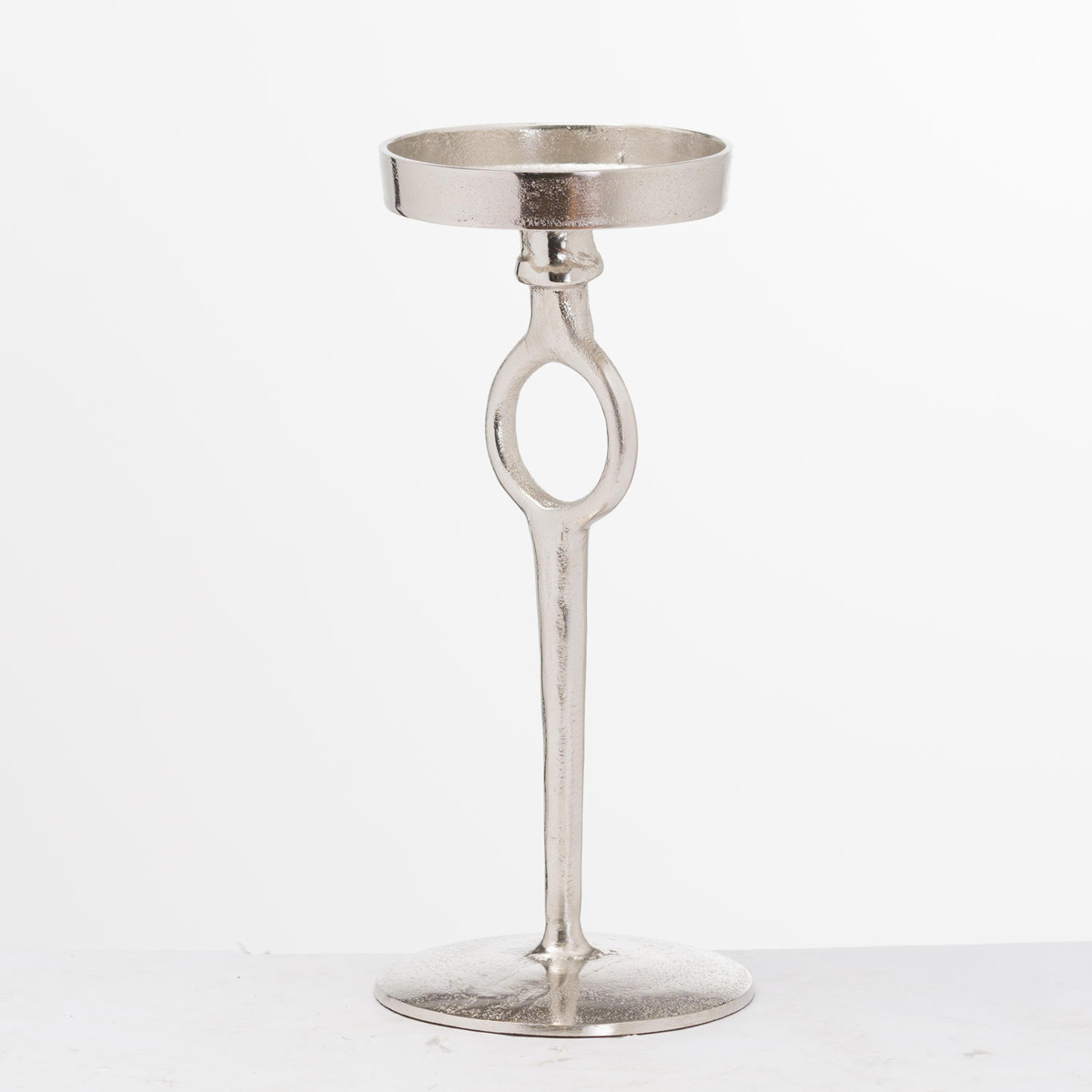 Textured Silver Metal Candle Stand Interior Flair