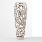 20662 Large Silver Metal Coral Vase