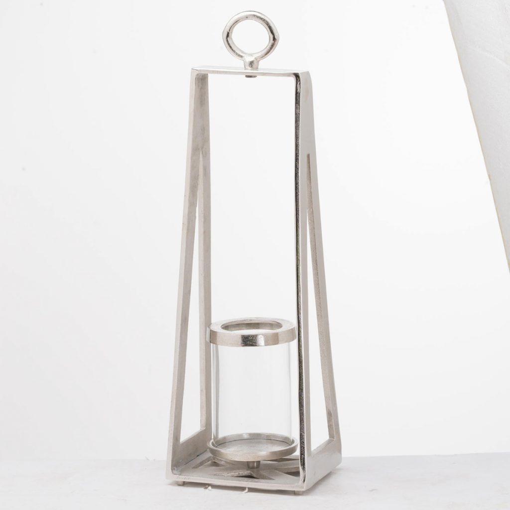20714 Large Pyramid Silver Tea Light Holder