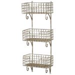 3060 Vintage Grey Basket Shelf Rack