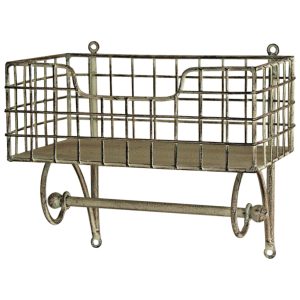 3061 Antique Style Basket Shelf with Rail