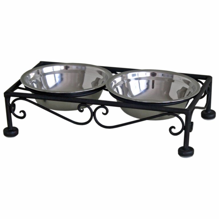 Ornate Raised Black Silver Cat Bowls Interior Flair