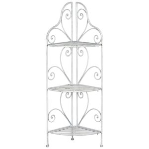 3178 Antique White Metal Corner Stand