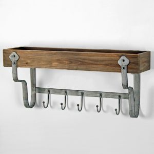 3230 Antique Style Wooden Trough with Hooks