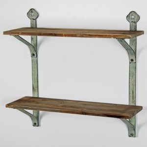 3231 Grey Metal Wooden Double Shelves