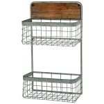 3232 Vintage Style Double Basket Wall Shelves