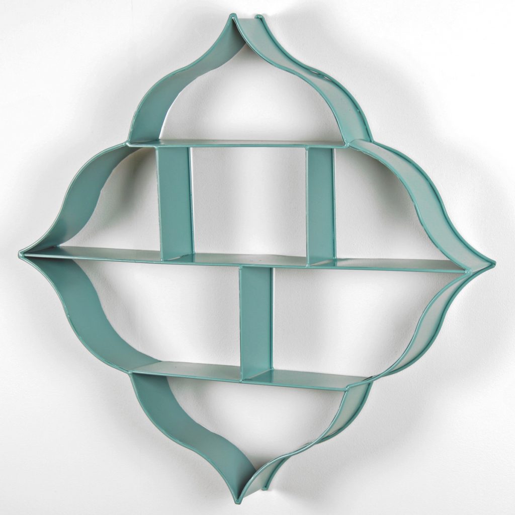 3925 Moroccan Style Blue Green Metal Shelves