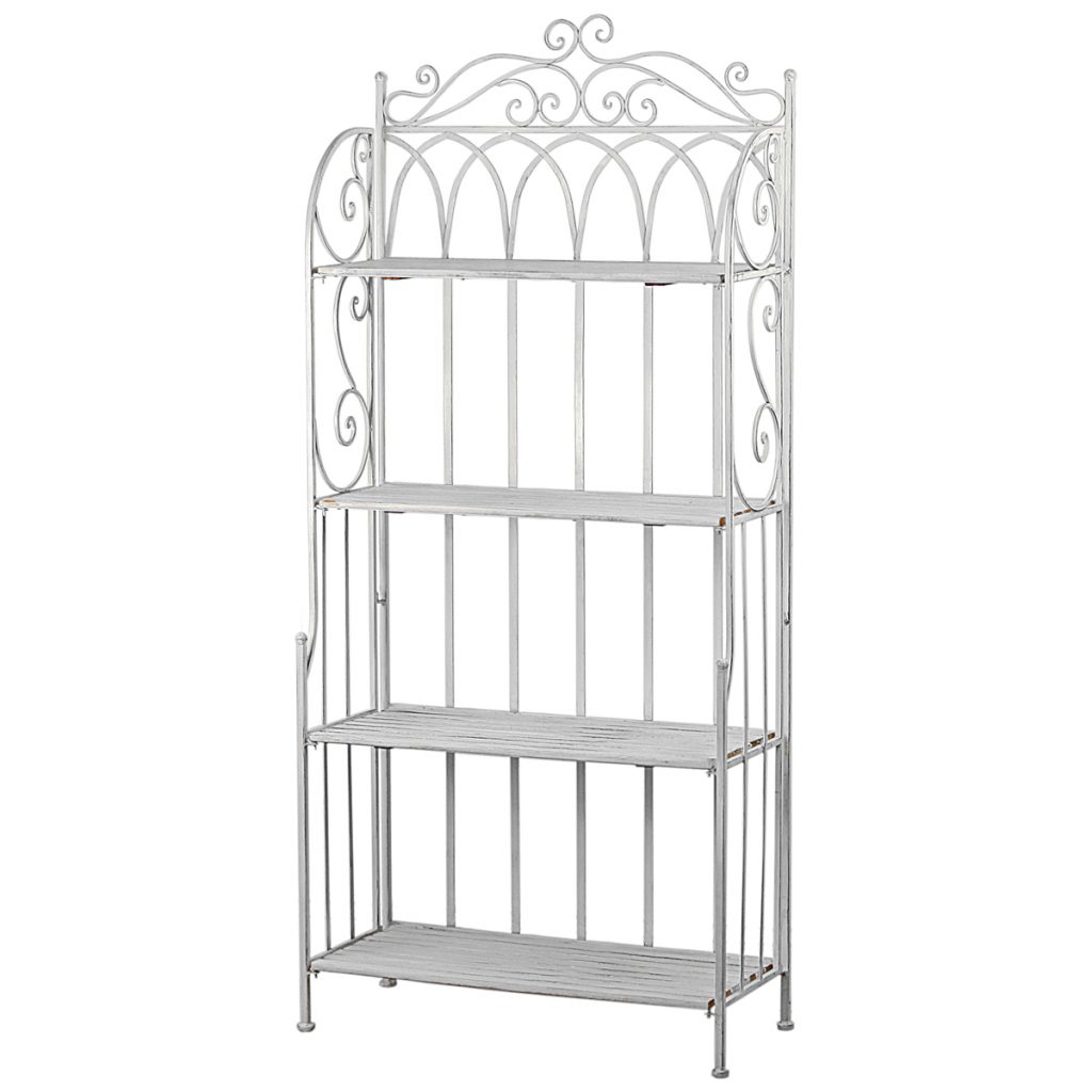 3934 Ornate Vintage White Shelf Unit