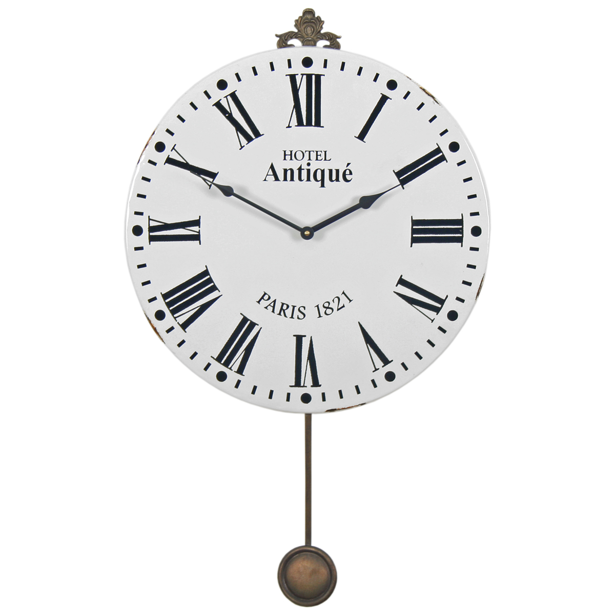 French Vintage White Pendulum Clock Interior Flair
