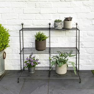 BSME16_Matt Grey Metal Plant Stand Shelves