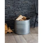 BUGA06 b Grey Galvanised Steel Planter Log Bucket