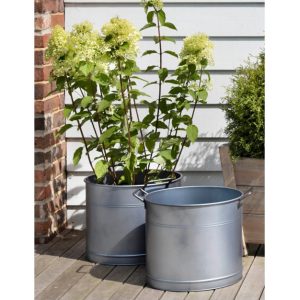 BUGA06 c Grey Galvanised Steel Planter Log Bucket