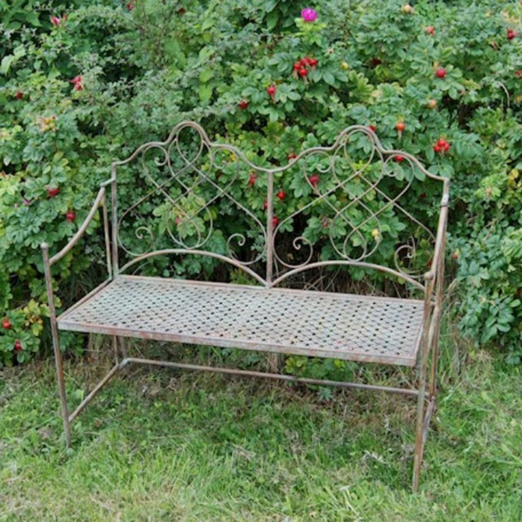 Antique Brown Grey Metal Garden Bench Interior Flair