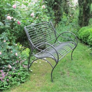 4096 Dark Grey Curved Metal Garden Bench 2