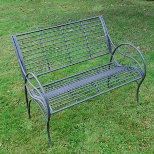 4096 Dark Grey Curved Metal Garden Bench