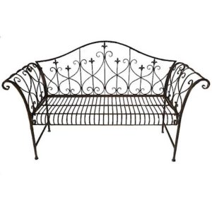 4123 Fleur de Lys Brown Metal Garden Bench