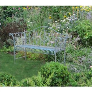 4138 Antique Blue Metal Garden Bench 3