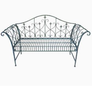 4138 Antique Blue Metal Garden Bench