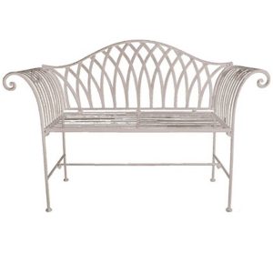 4139 Gothic Style Cream Metal Garden Bench