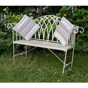 4139 Gothic Style Cream Metal Garden Bench a