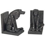 5345 Antique Black Sitting Dog Bookends