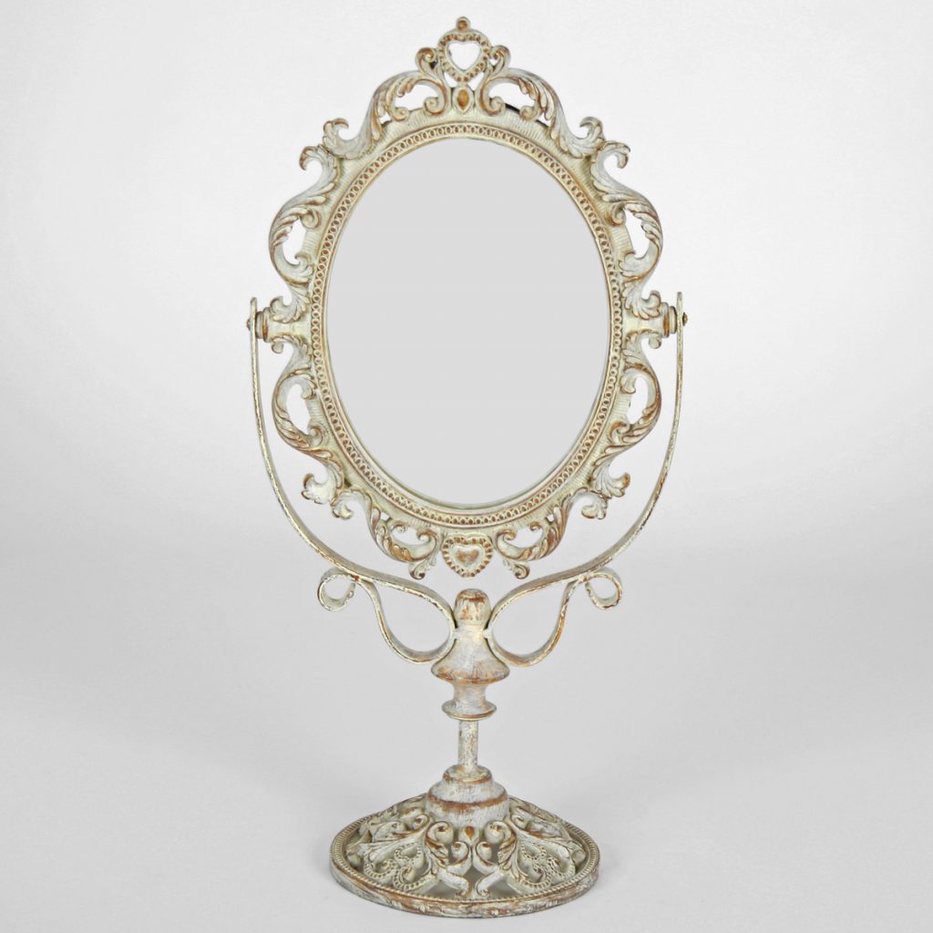 Ornate Cream Swing Mirror On Stand, Small Cream Vanity Mirror On Stand
