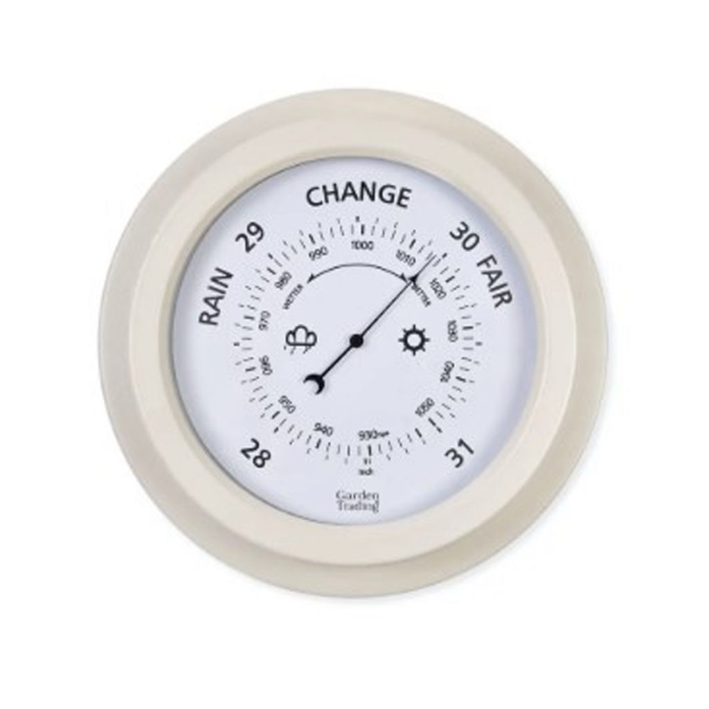 Soft White Steel Glass Wall Barometer Interior Flair