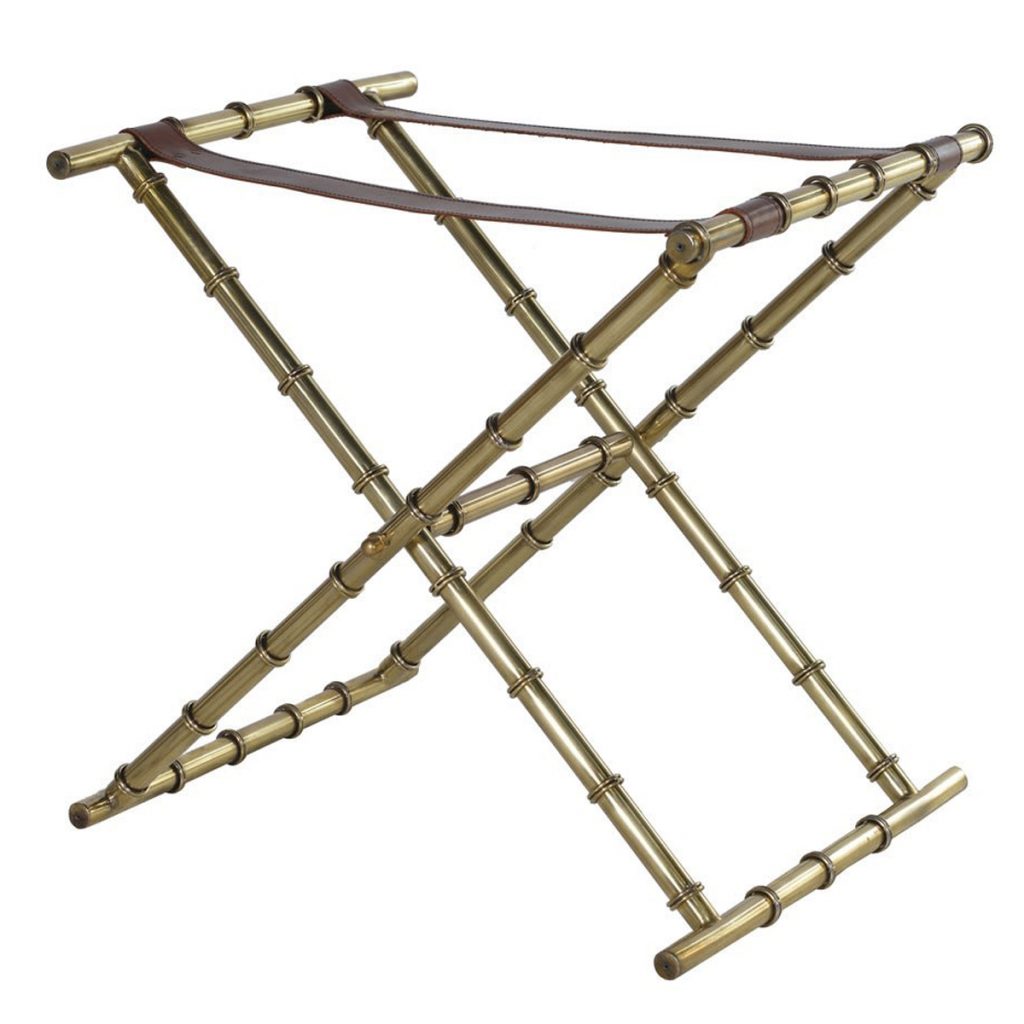 Gold Leather Brass Luggage Rack