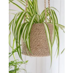 HPJU01 b Woven Jute Hanging House Plant Pot