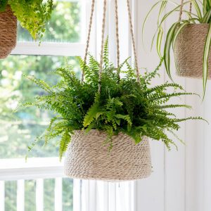 HPJU02_b Woven Jute Tapered Hanging Plant Pot