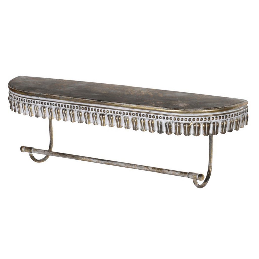 Ornate Gold Wall Shelf with Rail