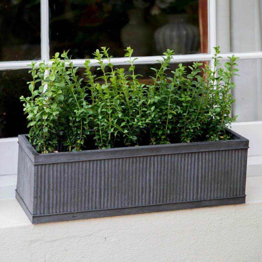 Vintage Grey Zinc Steel Window Box 60cm Interior Flair